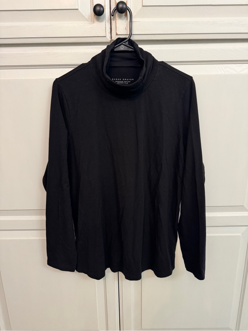 Susan Graver Black Cotton Turtleneck Top Classic casual. Size XL